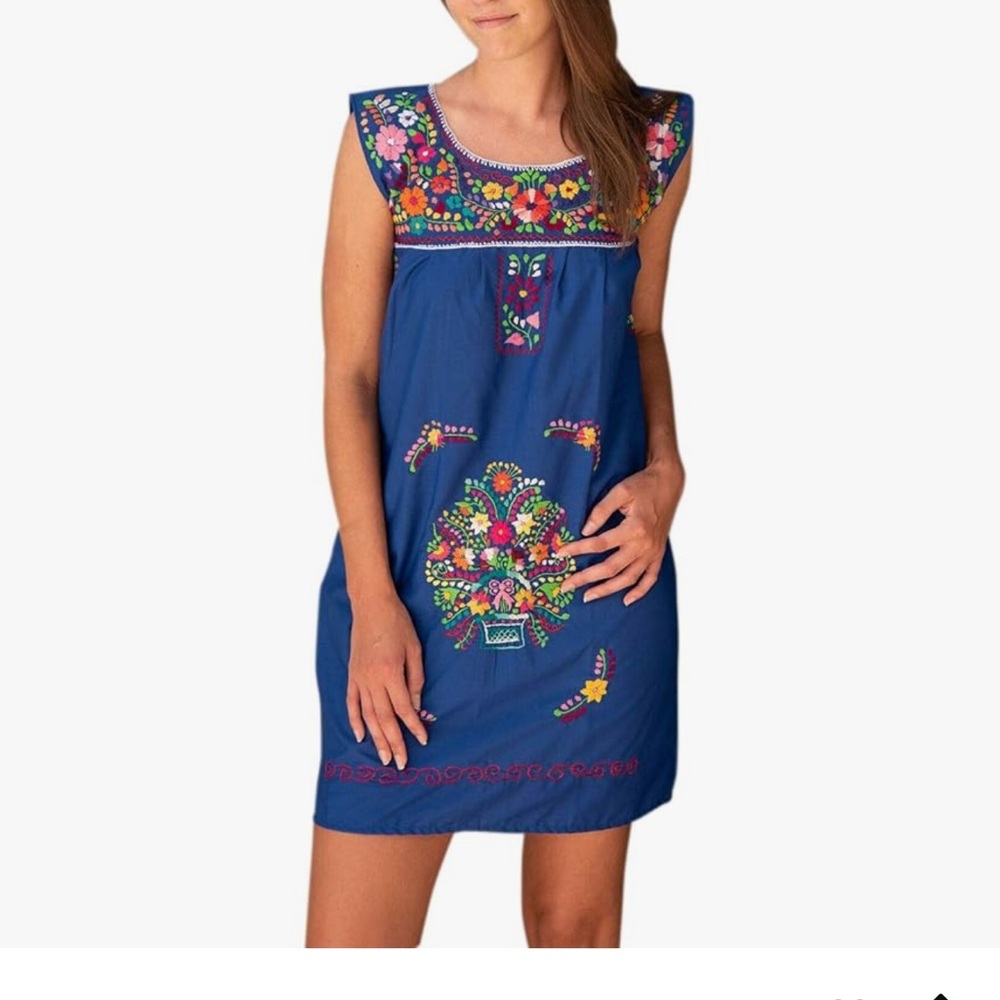 Vibrant Floral Embroidered Mini Dress
